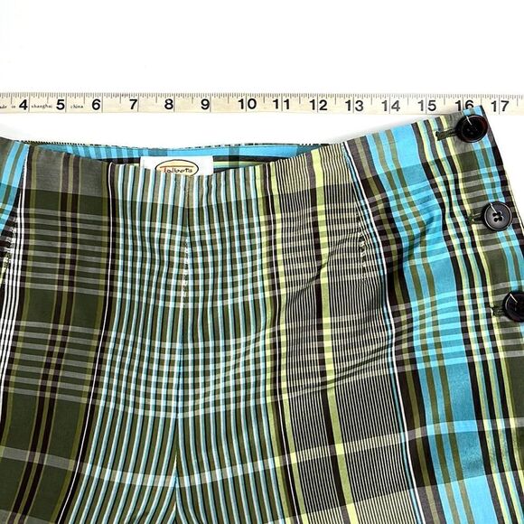 Talbots Petites Cropped Silk Blend Plaid Pant, Green/Blue, Size 12 P - Picture 10 of 14